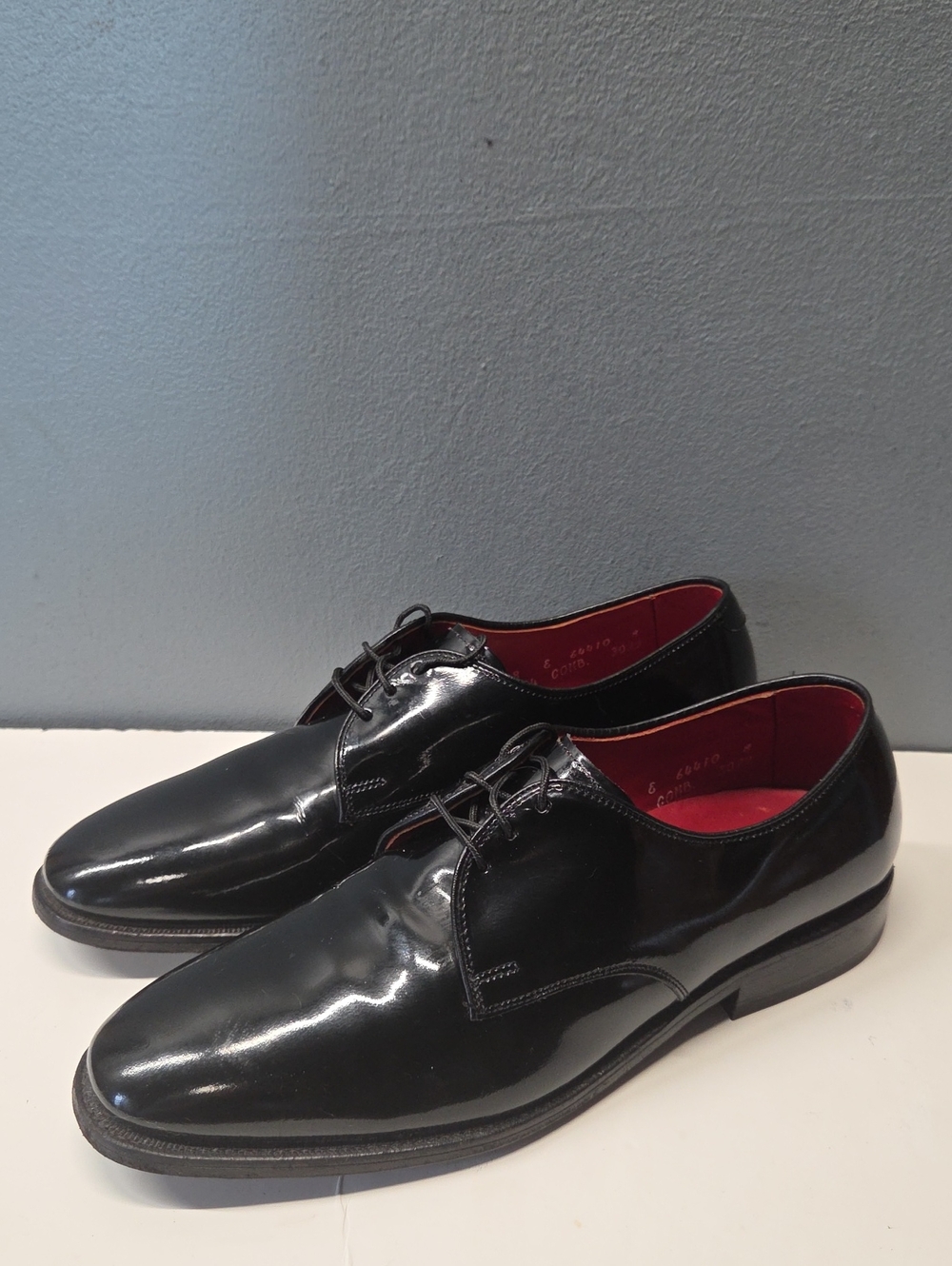 Allen Edmonds Formal Black Patent Leather Tuxedo Oxfords with Red Lining Size 8